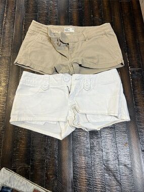 American Eagle Outfitters Women's White & Tan Jean Shorts Duo